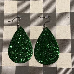 Green glitter earrings